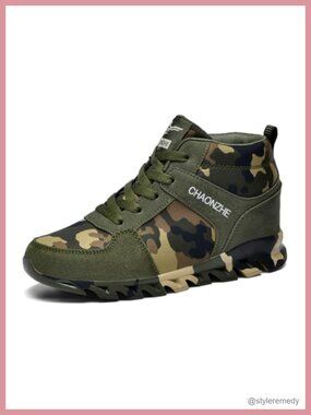 Hidden Heel Wedge Camo Sneakers Canvas Platform Hiking Shoes